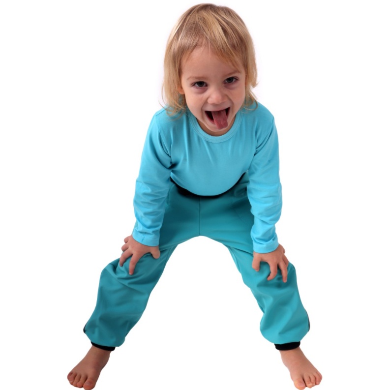 JOŽÁNEK Dětské softshellové kalhoty, tyrkysové