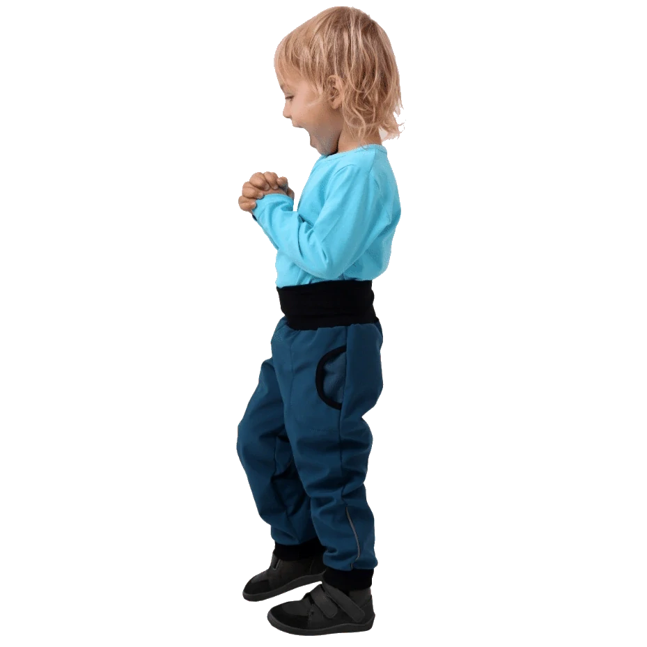 JOŽÁNEK Dětské softshellové kalhoty, petrolejové