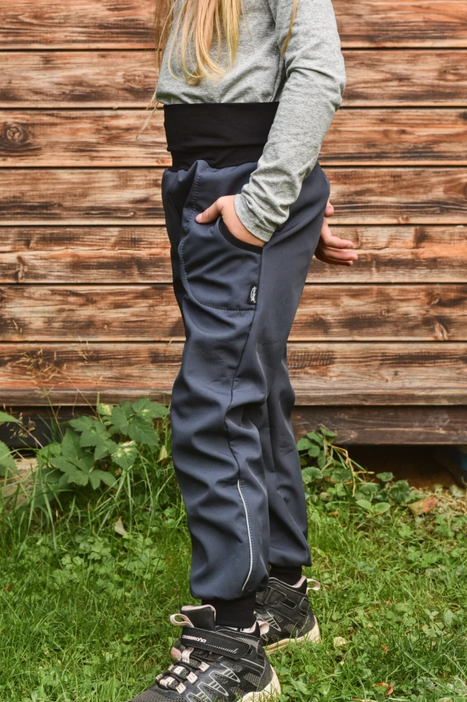 JOŽÁNEK Dětské softshellové kalhoty, antracitové