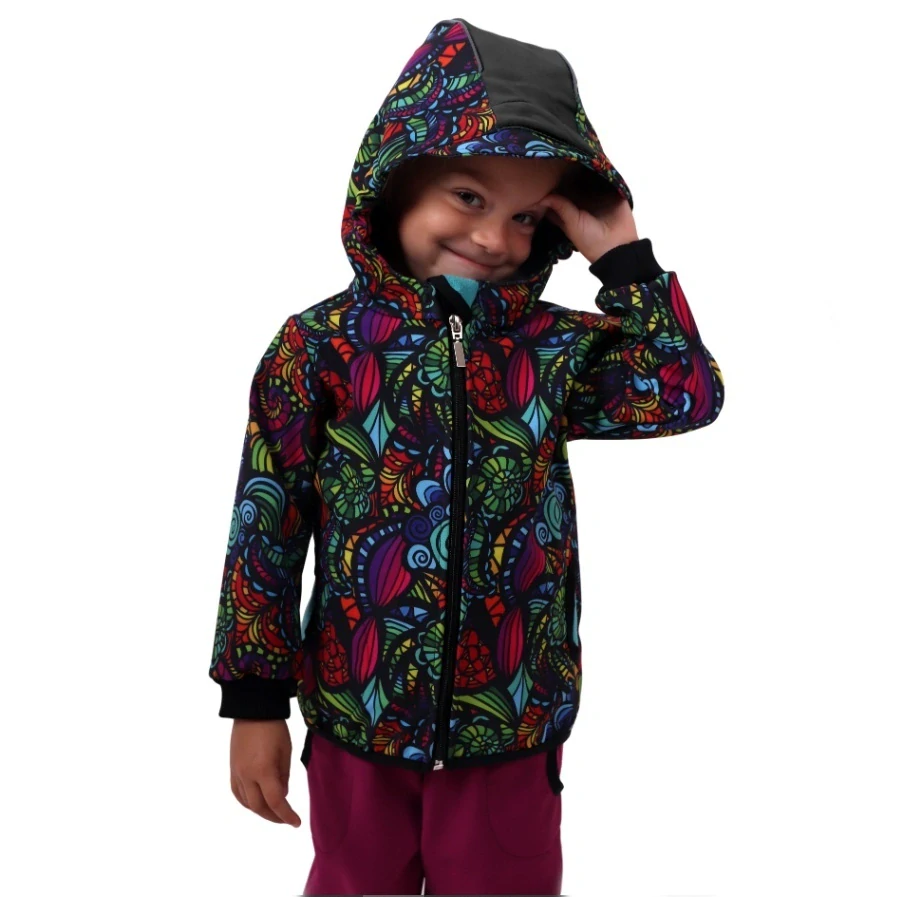 Dětská softshellová bunda s fleecem JOŽÁNEK pestrobarevné ulity