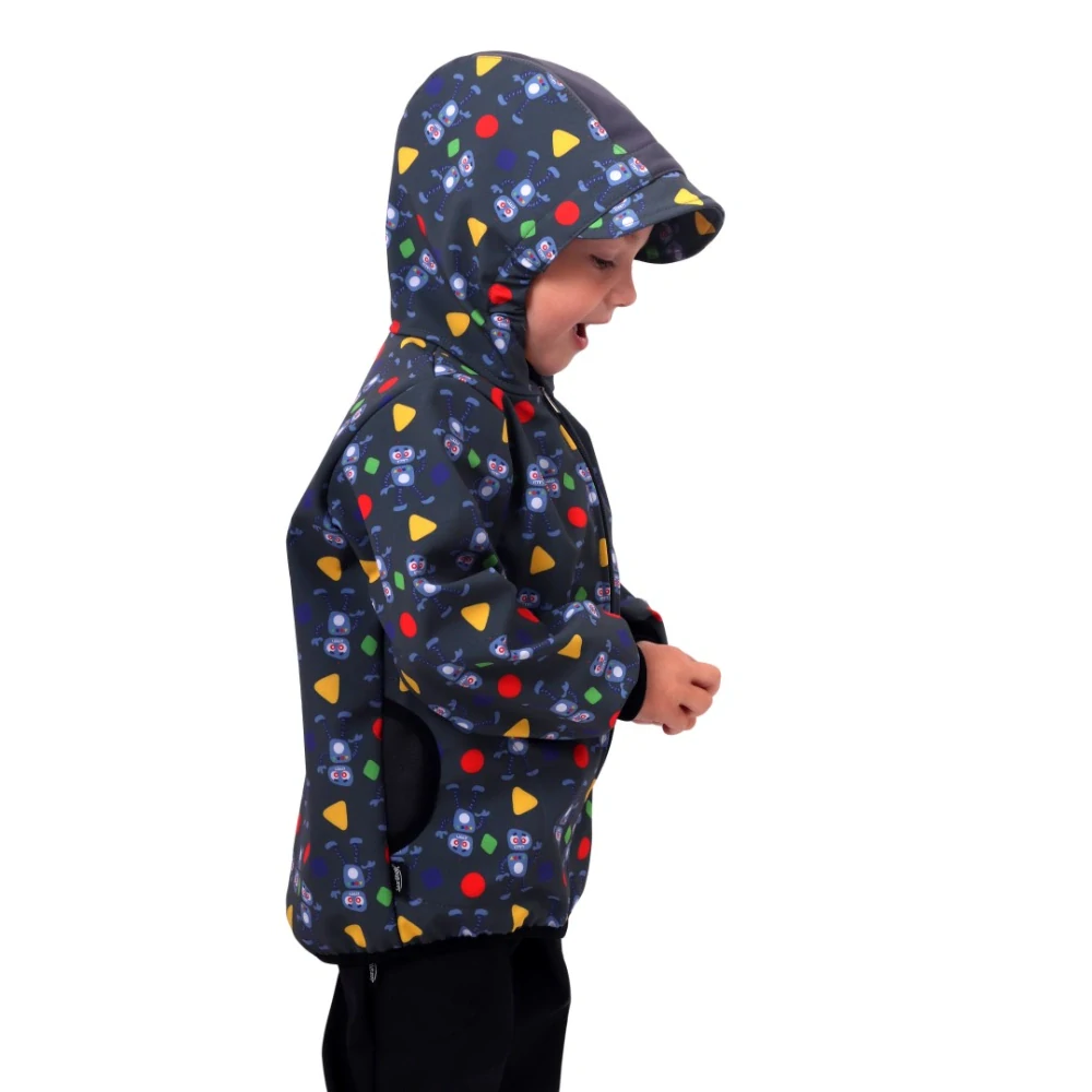 Dětská softshellová bunda s fleecem JOŽÁNEK roboti