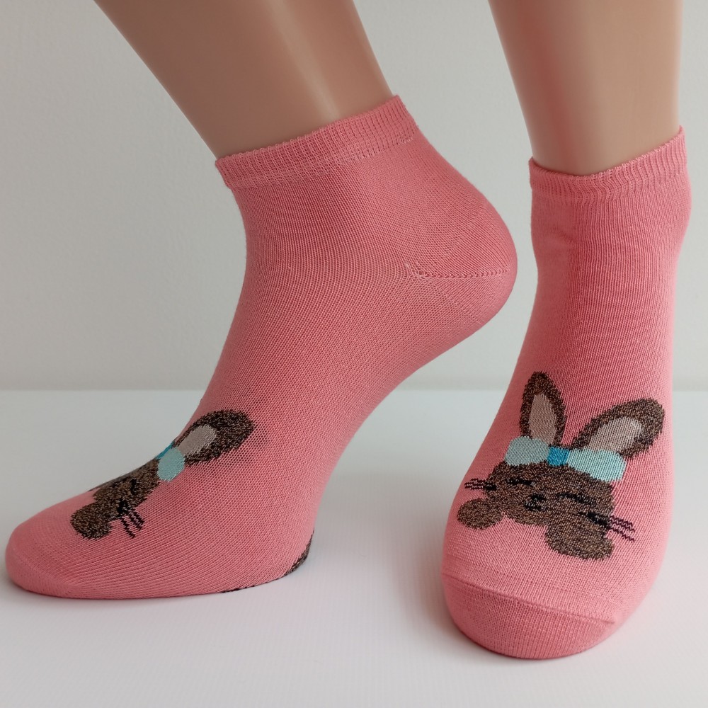 TREPON Dívčí kotníkové ponožky Bunny, lososové