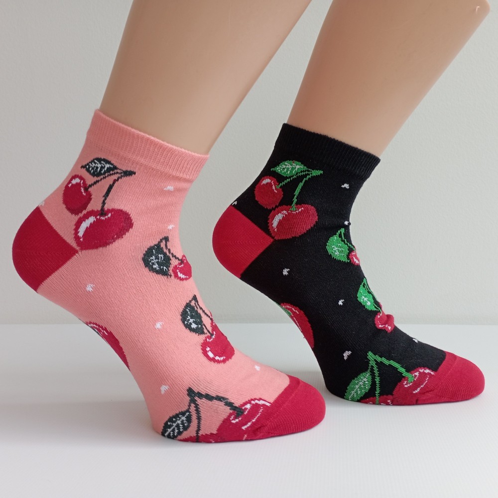 TREPON Dámské kotníkové ponožky Třešně, lososové