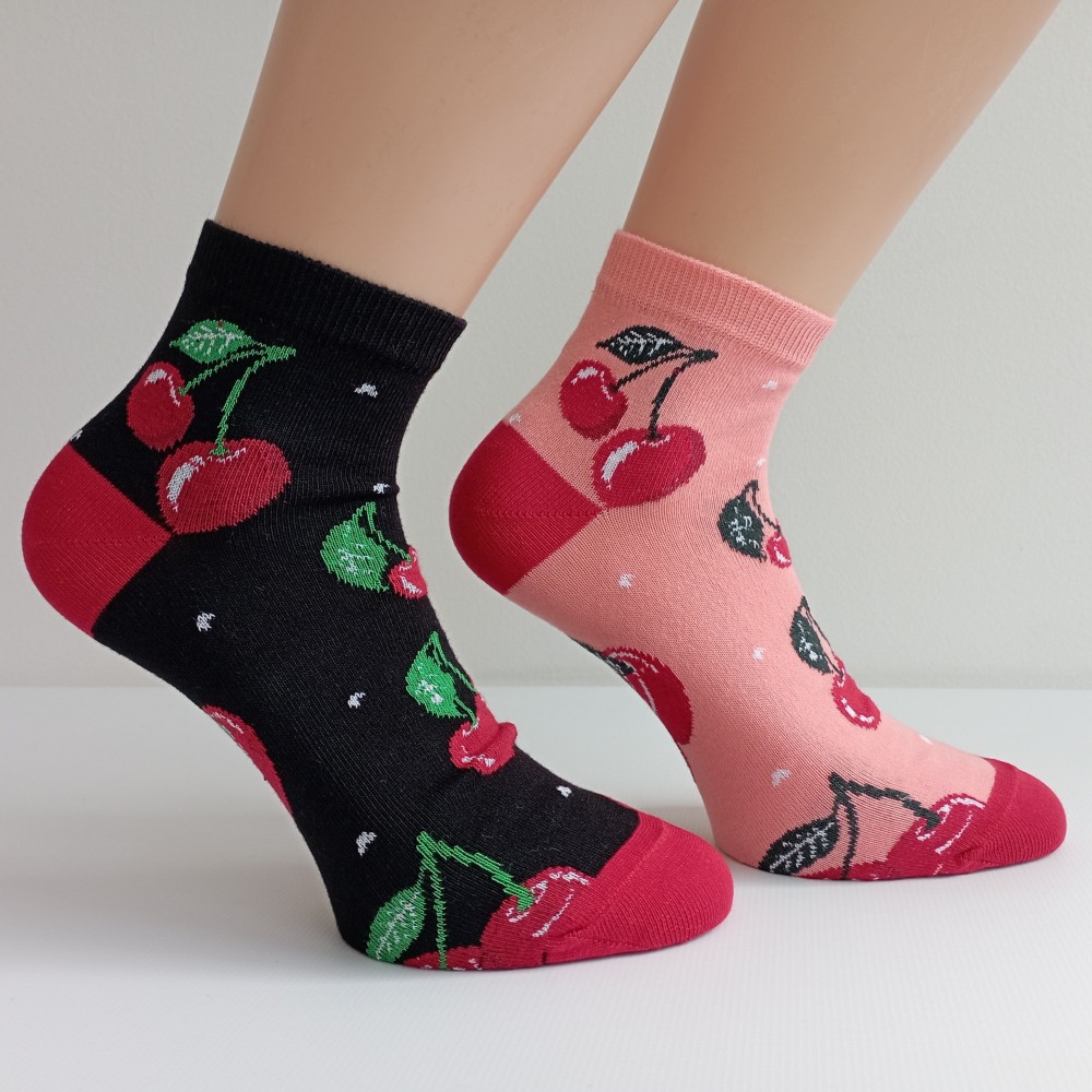 TREPON Dámské kotníkové ponožky Třešně, černé