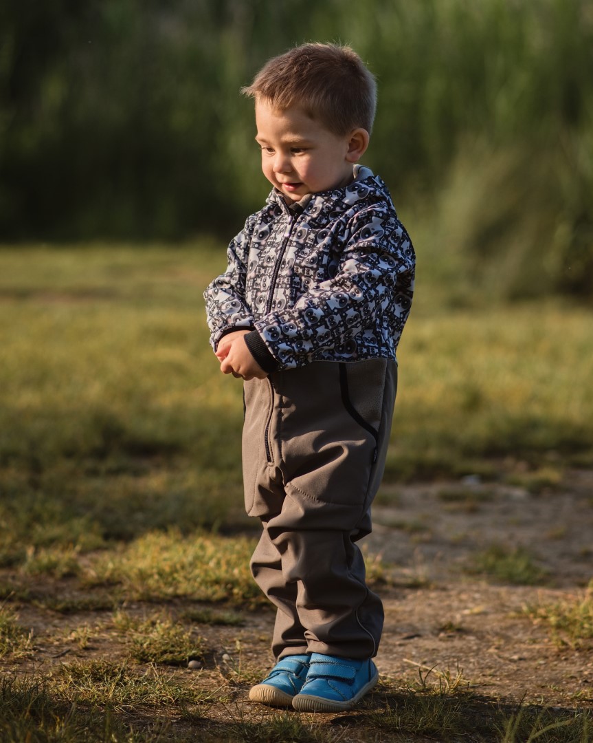 JOŽÁNEK Dětská softshellová kombinéza, pandy béžové