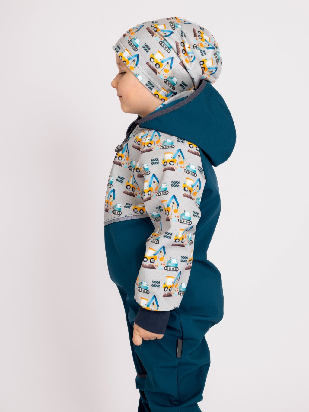 UNUO Dětská fleecová čepice Homeless, bagry