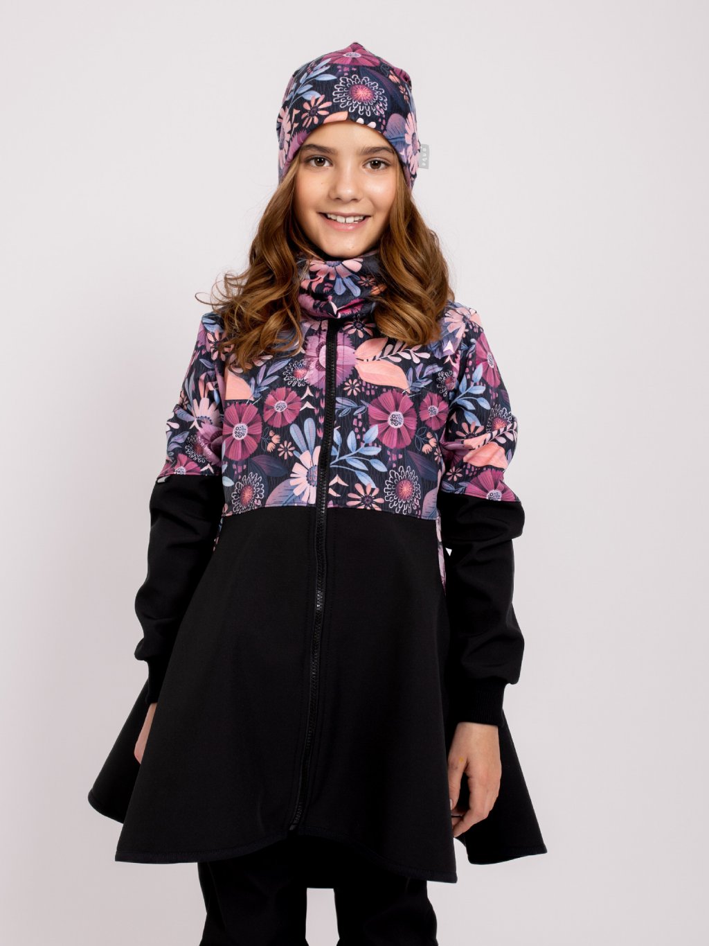 UNUO Dětská fleecová čepice Homeless, kouzelné květiny