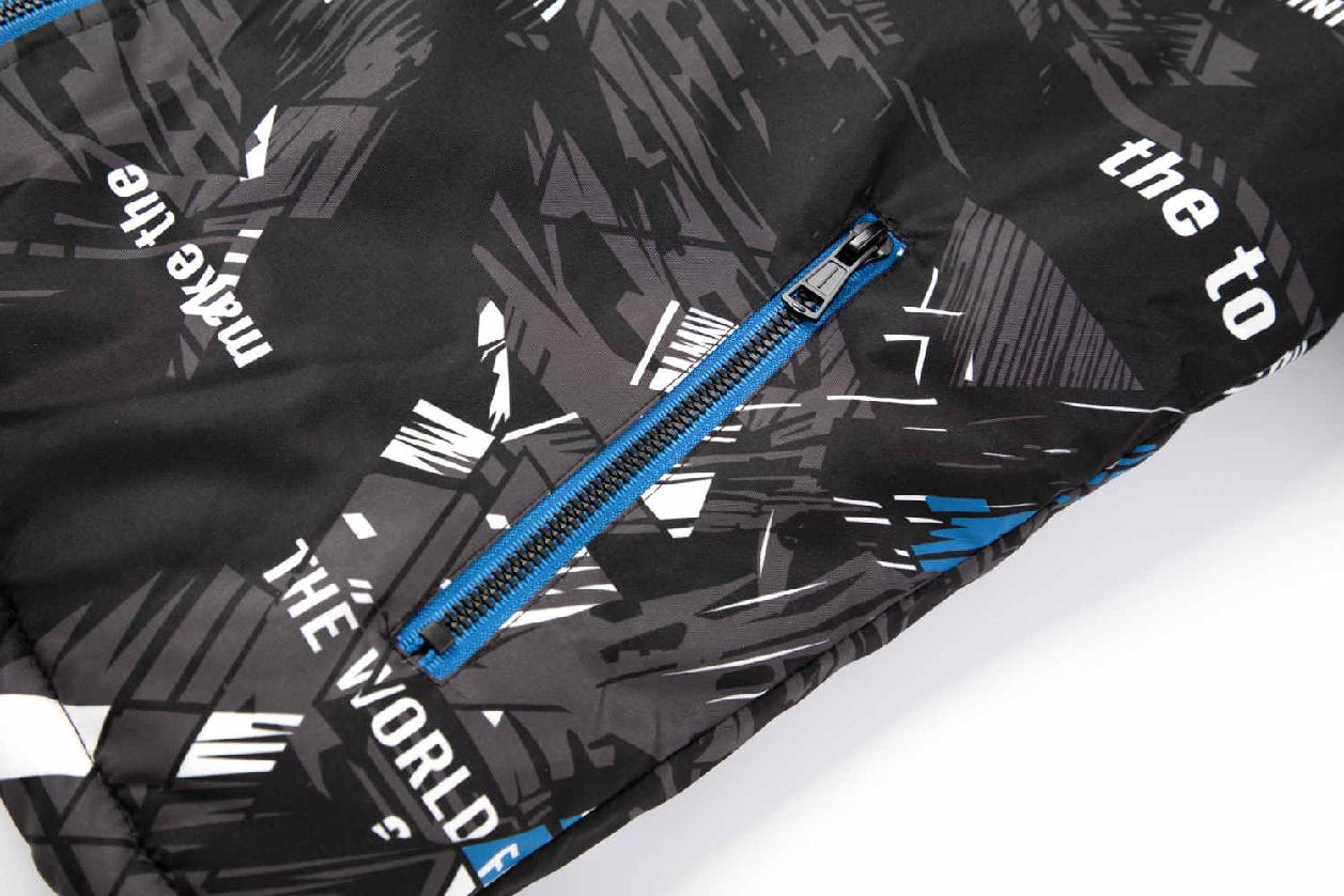 Chlapecká zimní bunda KUGO FB3802, černá s modrou