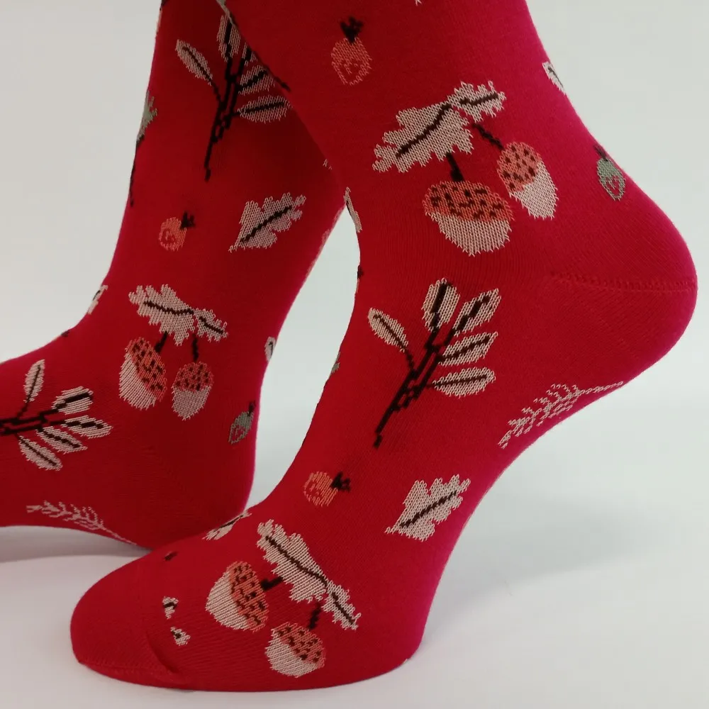 Dámské ponožky s ruličkovým lemem Trepon Eichel, červené