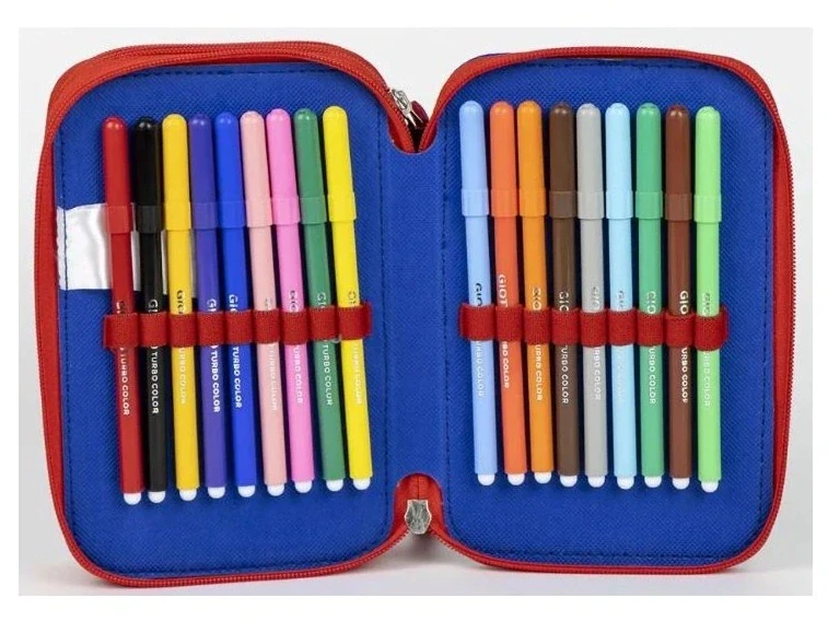 Školní penál třípatrový - Tlapková patrola - vybavený - modrý