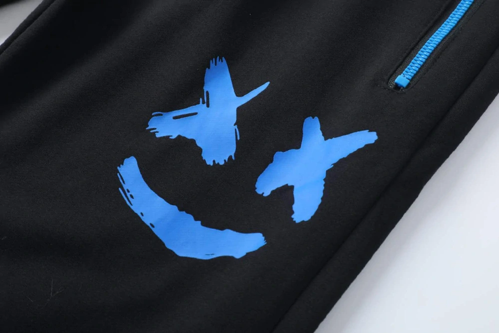 Chlapecké tepláky Kugo FT7053 černé / modrá aplikace