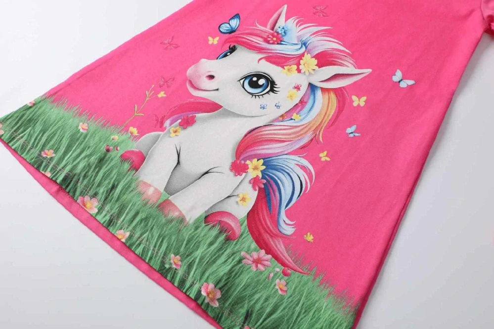 Dívčí noční košile dlouhý rukáv Kugo SS3627 tmavě růžová