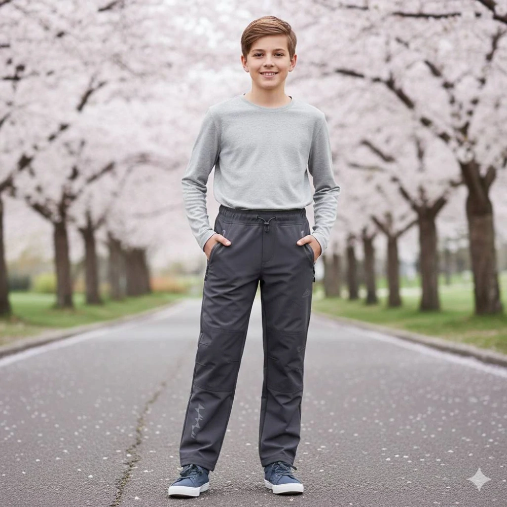 Dětské softshellové kalhoty nezateplené Kugo HK5303 tmavě šedé