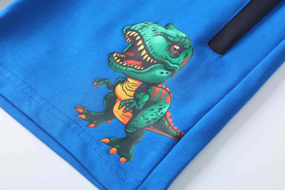 Bavlněné chlapecké kraťasy Kugo FS7035 modré s dinem