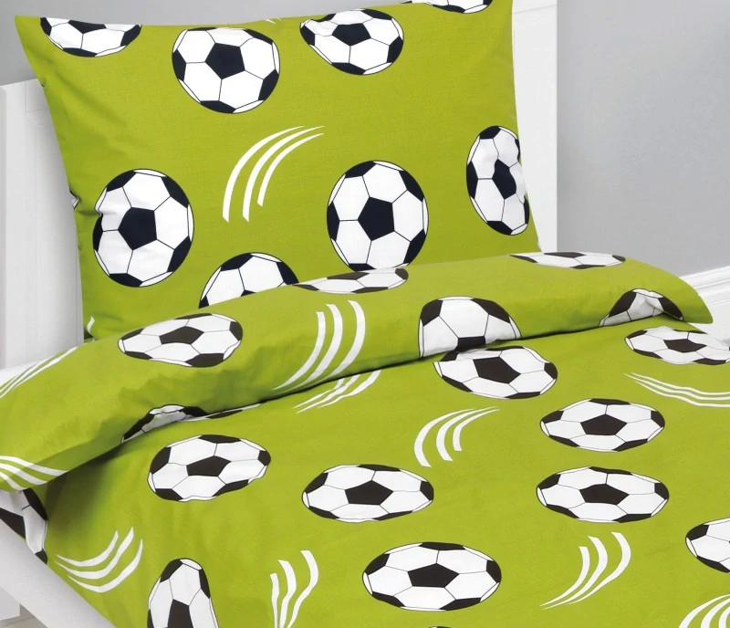 Dětské povlečení bavlna junior 140x200, 70x90 cm, fotbal zelené