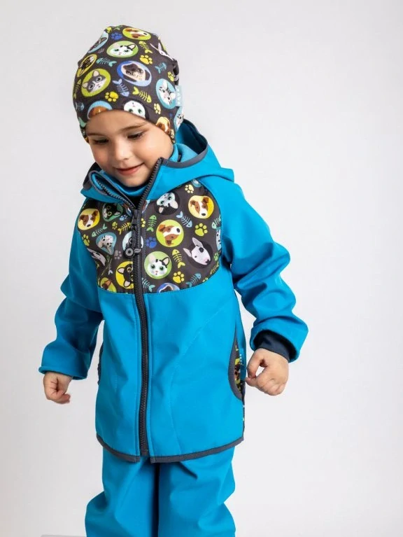 Unuo Fleecová čepice kočka a pes kluk