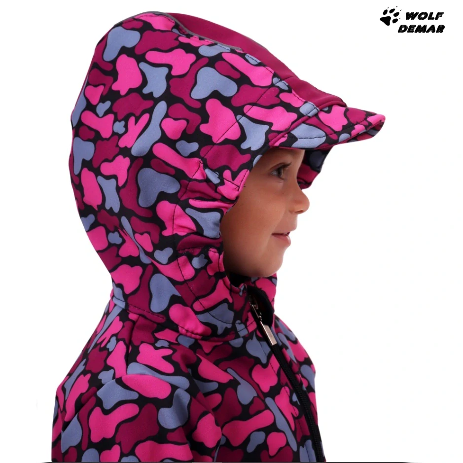 Dětská softshellová bunda s fleecem Jožánek růžové fleky na černé