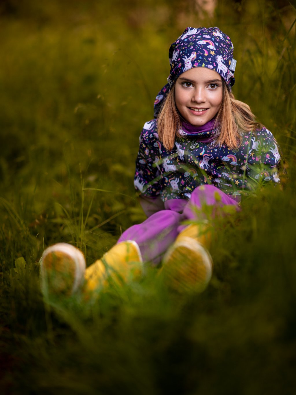 UNUO Dětská fleecová čepice Homeless, jednorožci