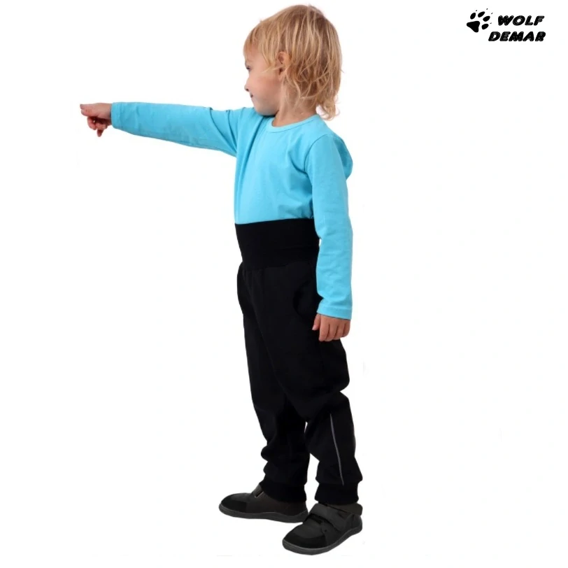 JOŽÁNEK Dětské softshellové kalhoty, černé