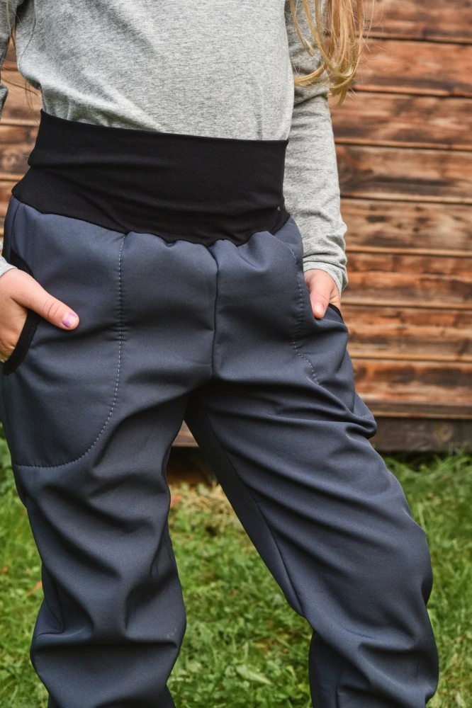 JOŽÁNEK Dětské softshellové kalhoty, antracitové