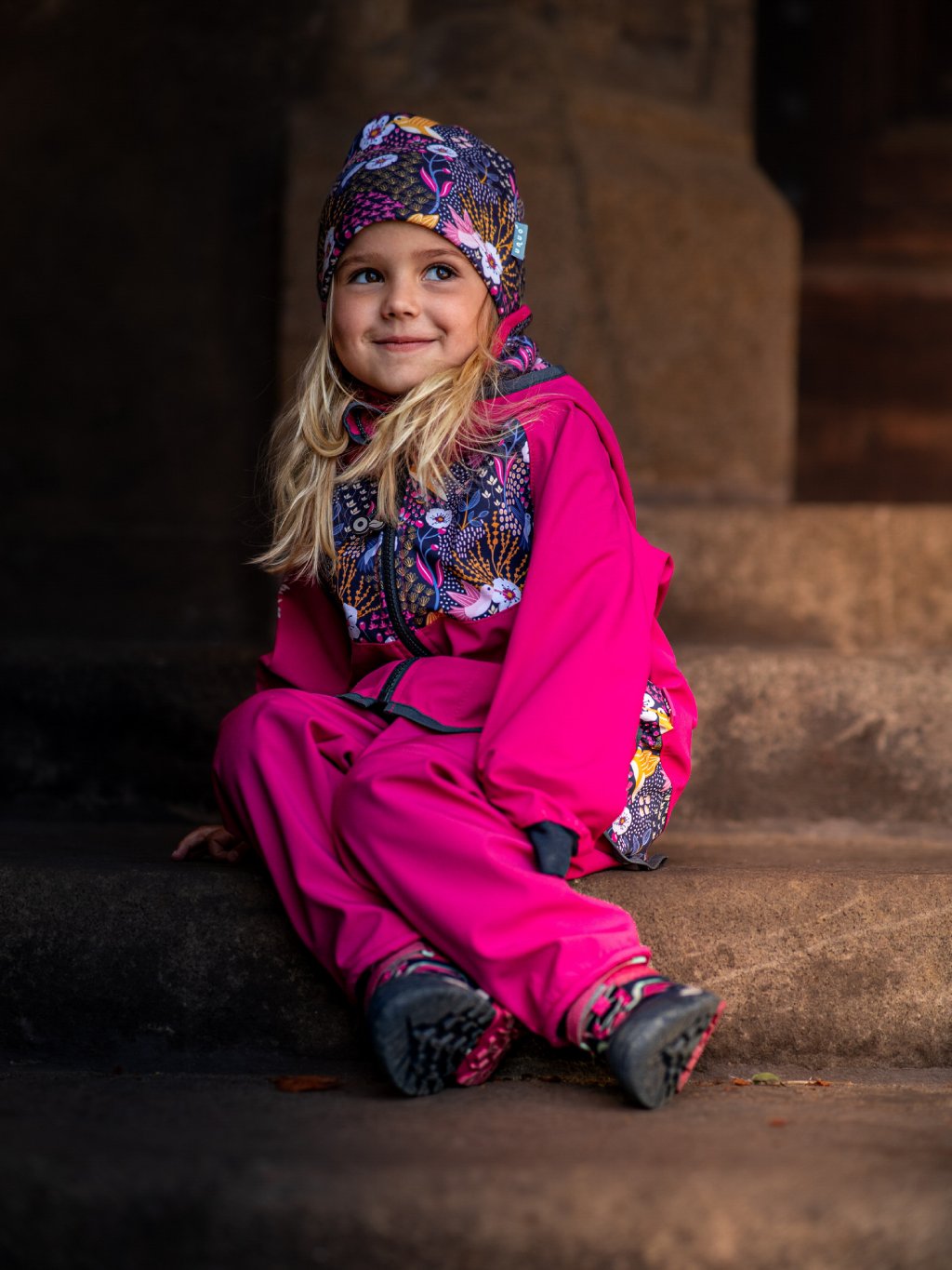 UNUO Batolecí softshellové kalhoty s fleecem Basic, fuchsiová