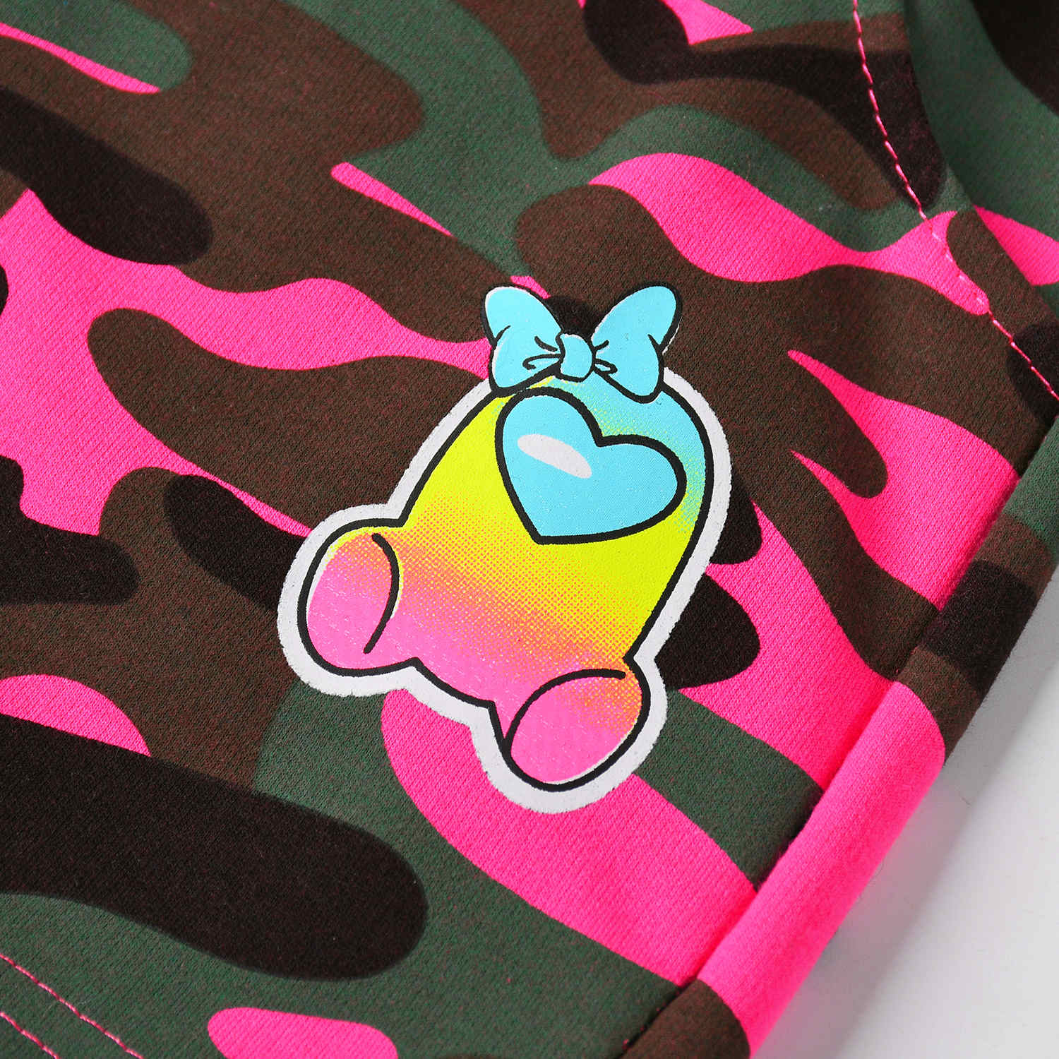 Dívčí maskáčové kraťasy KUGO TM6216, růžový maskáč