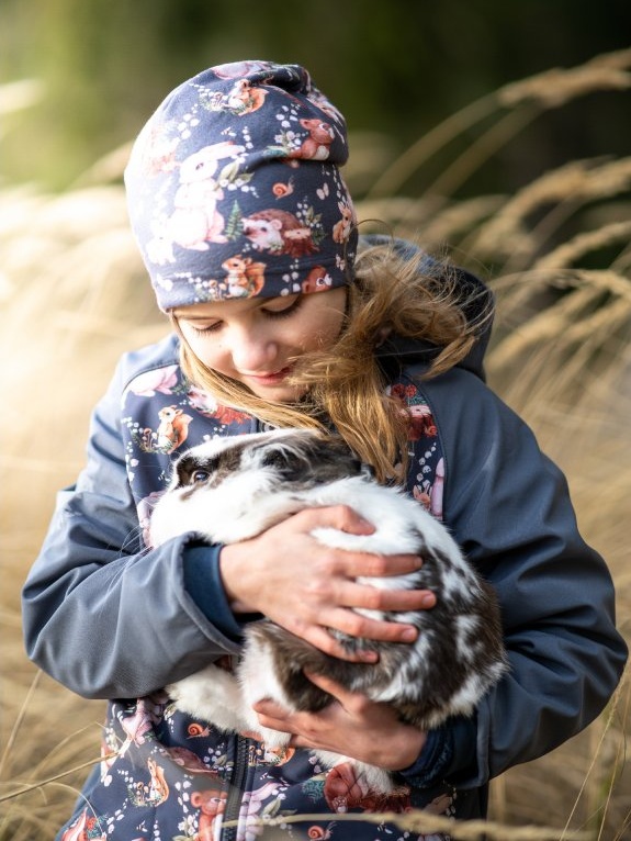 UNUO Dětská fleecová čepice Homeless, zajíček