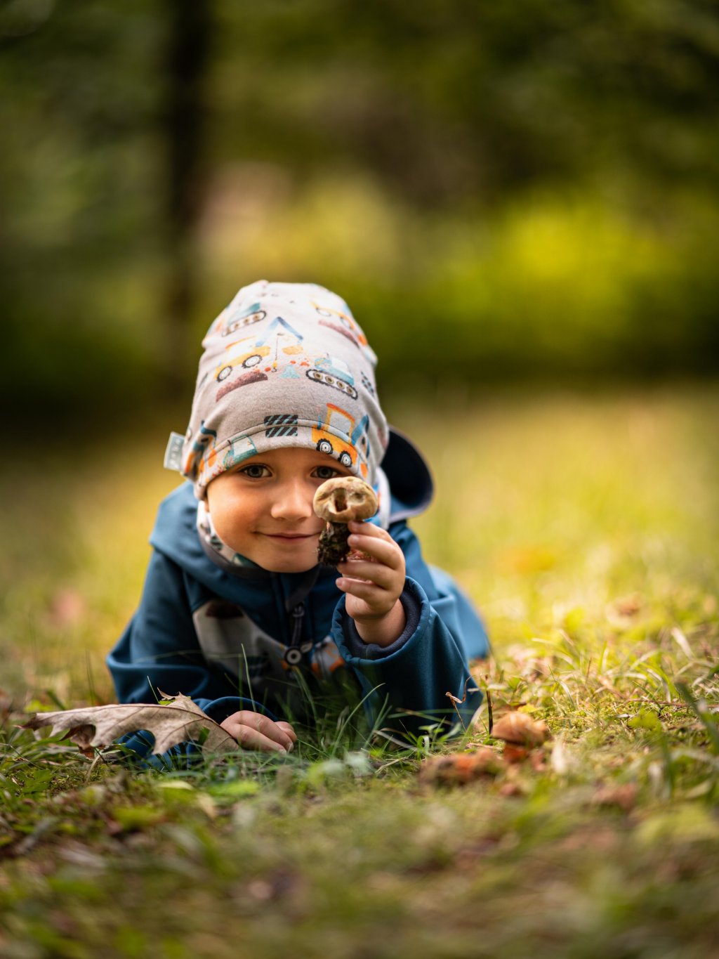 UNUO Dětská fleecová čepice Homeless, bagry