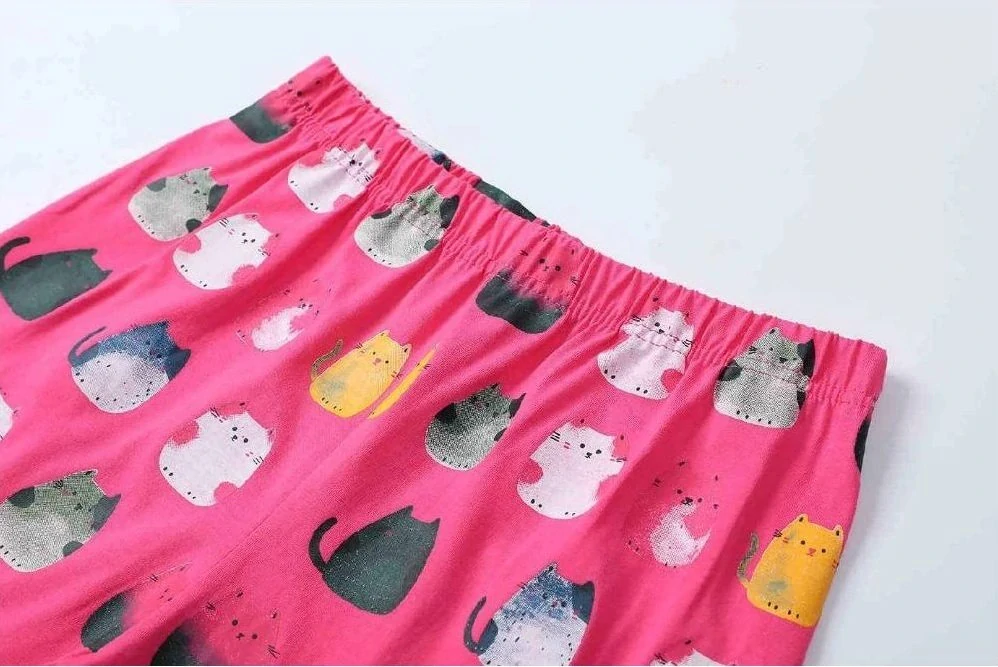 Dívčí letní pyžamo Kugo MP5877 šedo-růžové s kočkami