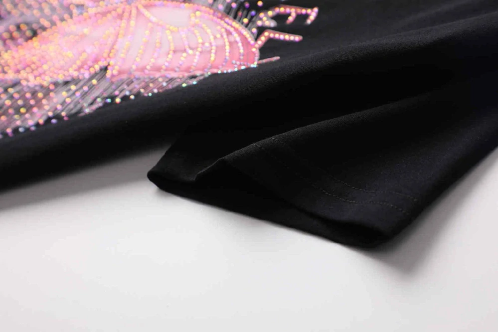 Dívčí tričko krátký rukáv Kugo WK1221 černé s motýlem