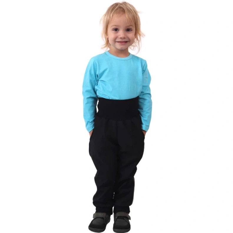 JOŽÁNEK Dětské softshellové kalhoty, černé