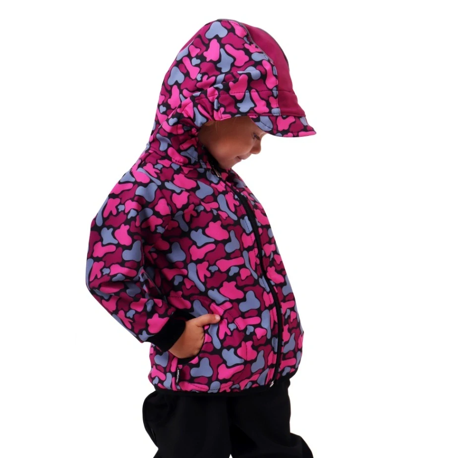 Dětská softshellová bunda s fleecem JOŽÁNEK růžový maskáč