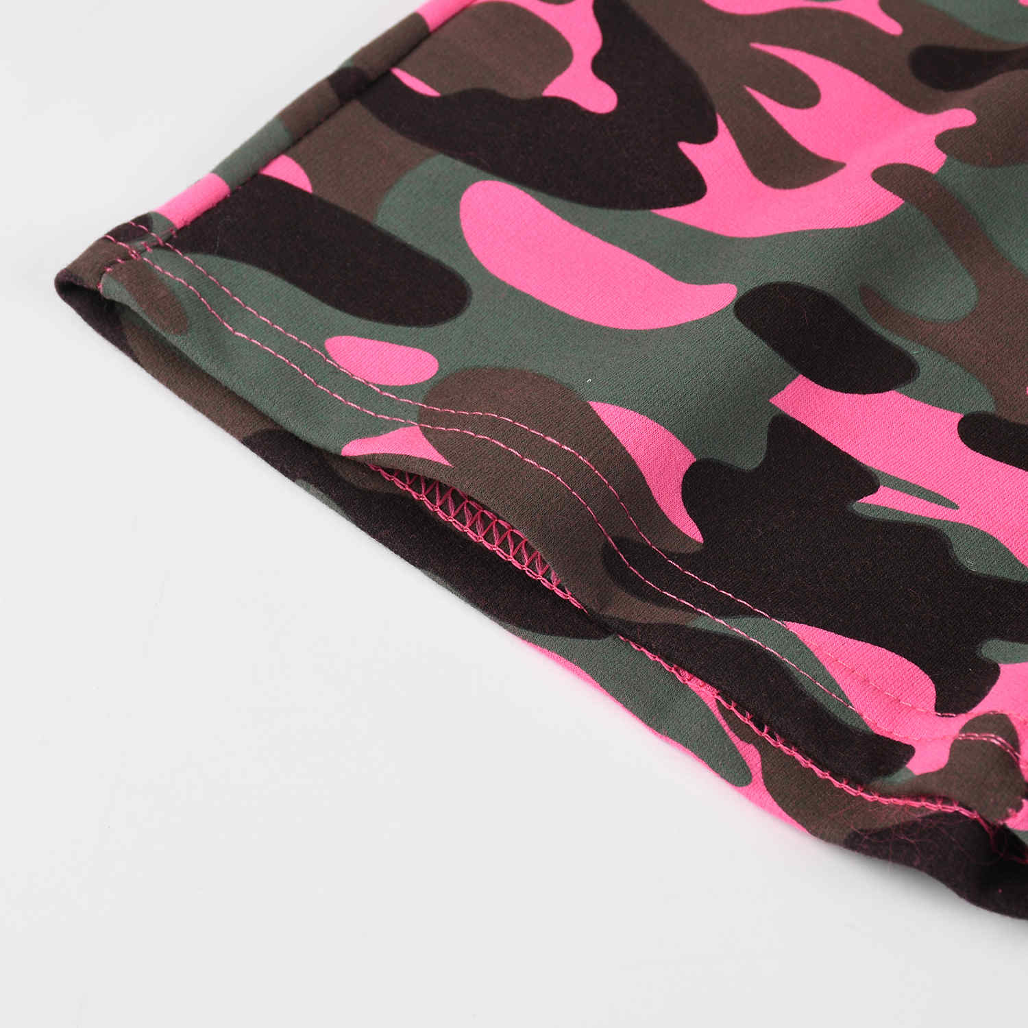 Dívčí maskáčové kraťasy KUGO TM6216, růžový maskáč