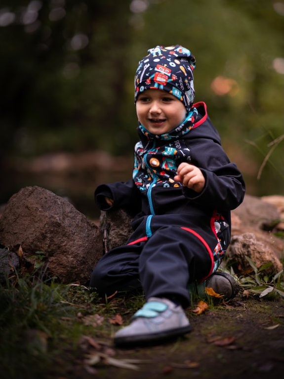 UNUO Dětská fleecová čepice Homeless, roboti