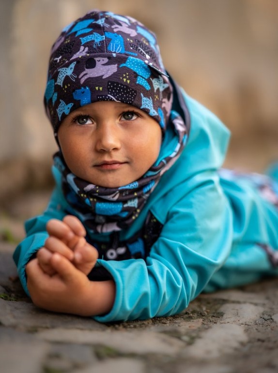 UNUO Dětská fleecová čepice Sport, pejsci