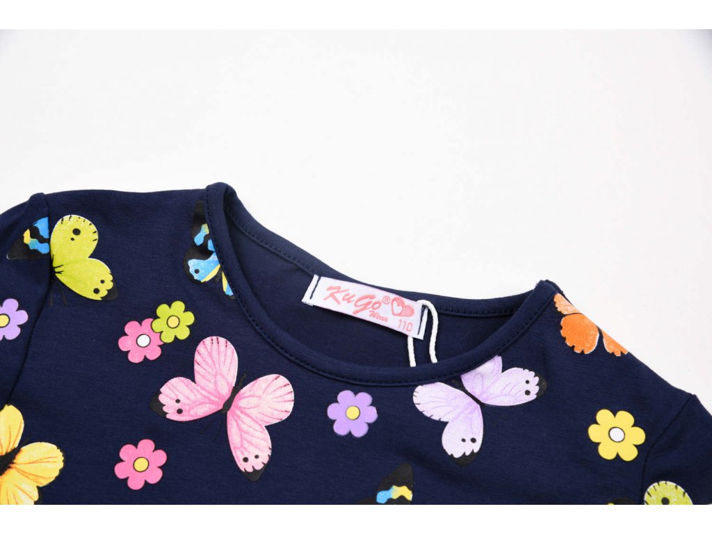 Dívčí šaty dl.r. KUGO HC3919, tmavě modré