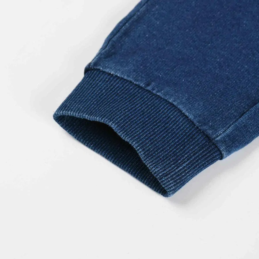 Chlapecké riflové tepláky - kalhoty Kugo TM8259, modré / modrý zip