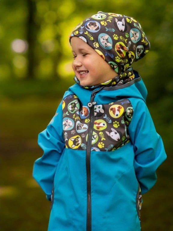 Unuo Fleecová čepice kočka a pes kluk