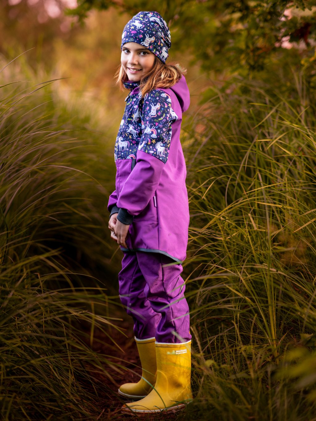 UNUO Dětská fleecová čepice Homeless, jednorožci