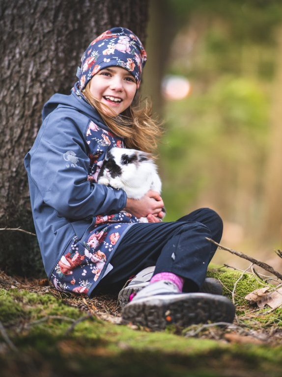 UNUO Dětská fleecová čepice Homeless, zajíček