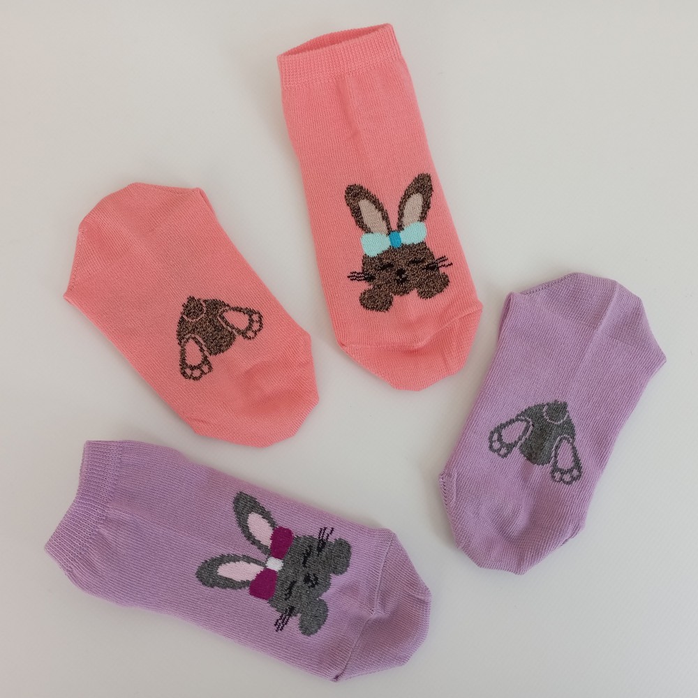 TREPON Dívčí kotníkové ponožky Bunny, lososové