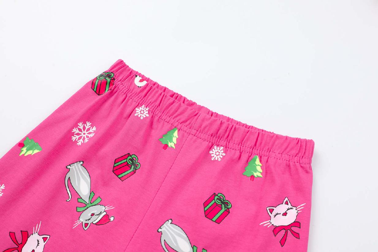 Dívčí vánoční pyžamo KUGO MP3825, sytě růžové