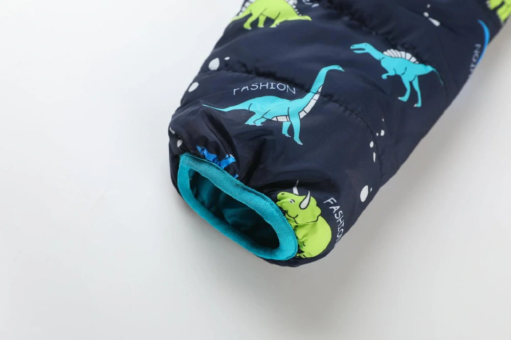 Chlapecká zimní bunda Kugo FB0315 s dinosaury tmavě modrá