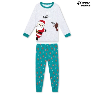Chlapecké pyžamo KUGO MP1310 VÁNOČNÍ šedá+zelená