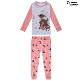 Dívčí pyžamo KUGO MP1307 VÁNOČNÍ růžové