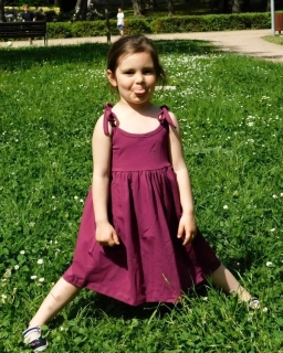 Dívčí šaty Jožánek s vázáním na ramenou, cyklámen