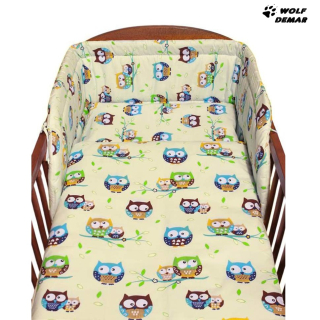 2-dílné ložní povlečení NEW BABY 90x120 cm béžové sovy modré