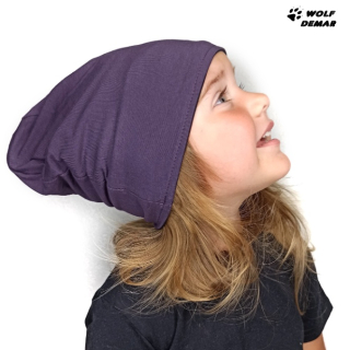 Dětská oboustranná čepice JOŽÁNEK, tm. šedý melír + švestková