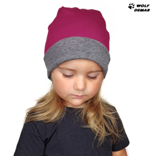 Dětská oboustranná čepice JOŽÁNEK, tm. šedý melír + cyklámen