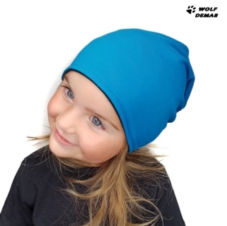 Dětská oboustranná čepice JOŽÁNEK, tm. šedý melír + tm. tyrkys